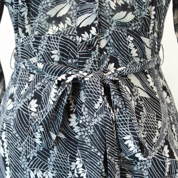 William B Abstract Print Wrap Maxi Dress Tie Waist Collared Neck Button Small - Picture 5 of 10